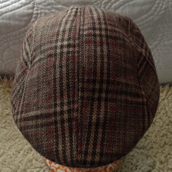 Men's Poly/Wool Blend Newsboy, Cabbie Hat; Brown Plaid, Warm, Eclectic Grandpa - Picture 1 of 5